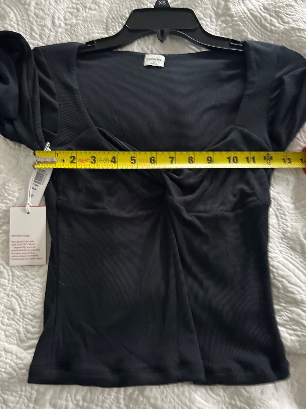 Aritzia Sunday Best Lula Black Ribbed Twist-Front Long Sleeve Top - Picture 8 of 9